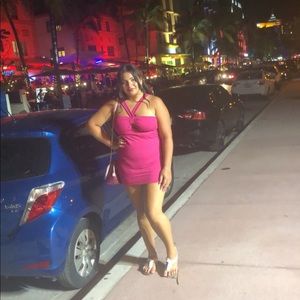 Halter Hot pink mini dress